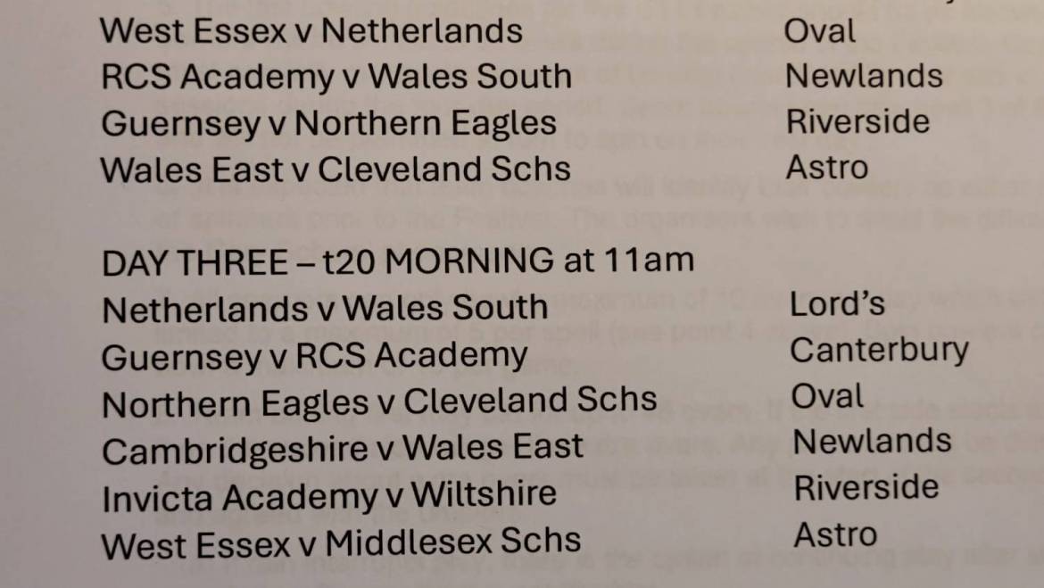 24 MCCF Under 11s Fixtures